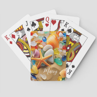 Seashell och Sea Glass på ett persikofångare Casinokort
