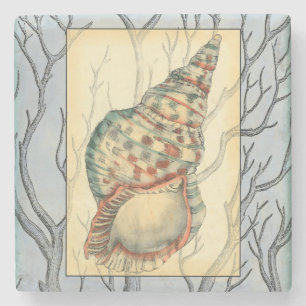 Seashell och Träd Grenar Stenunderlägg