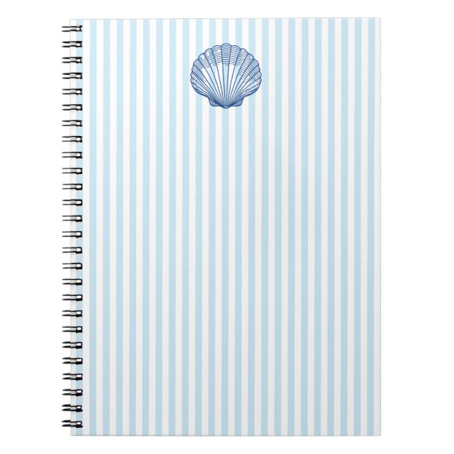 Seashell Painting Nautical Blue Rand Preppy Anteckningsbok (Framsidan)