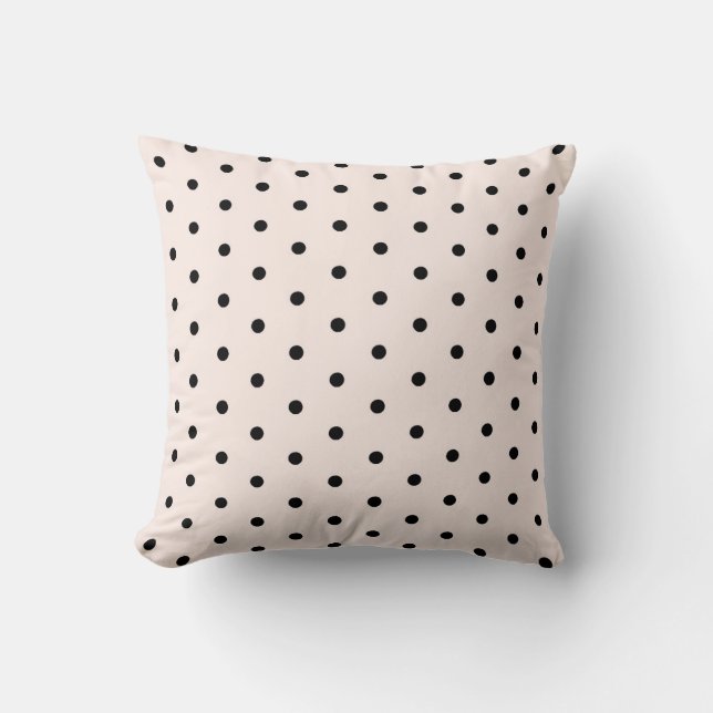 Seashell Peach Whimsical Black Polka Dot Kudde (Framsida)