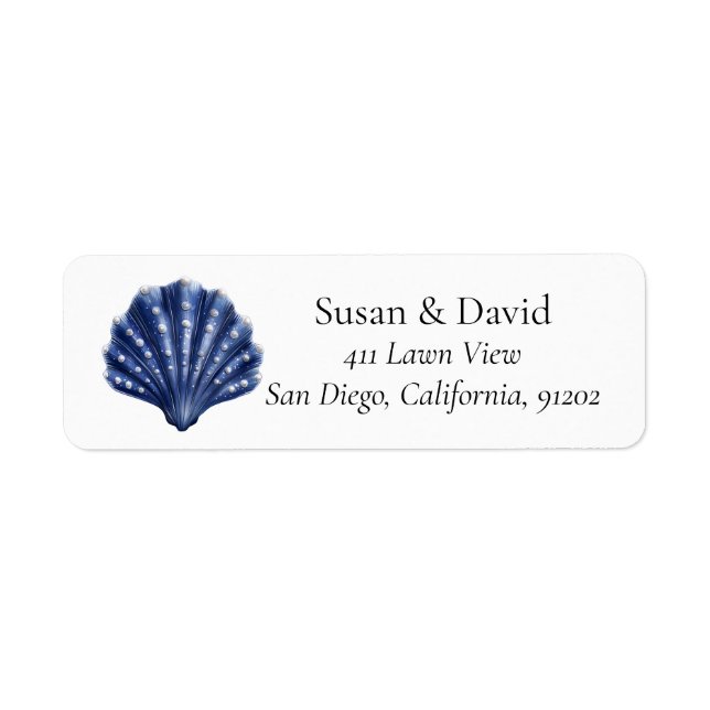 Seashell Personlig Coastal Beach Returadress Etikett (Framsidan)