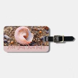 Seashell Rosa Beach Photo Design med Anpassningsba Bagagebricka