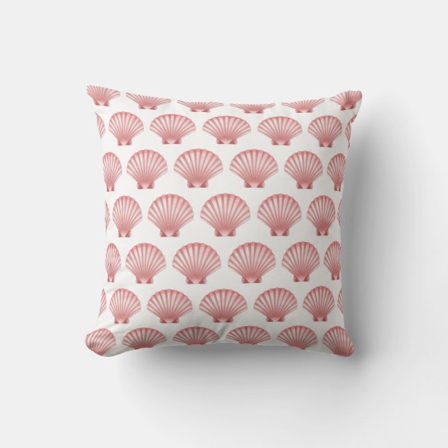 Seashell Rosa White Coral Snäcka Beach Nautical Kudde (Framsida)