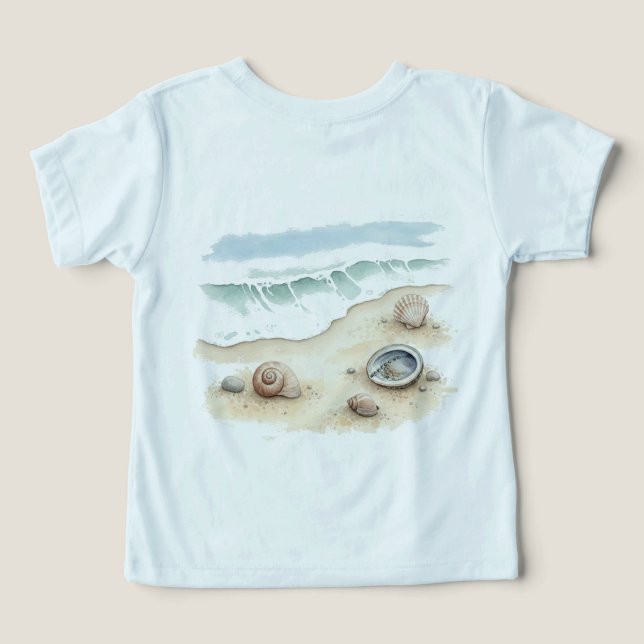 Seashell & Sand Watercolor Beach Toddler T-Shirt (Design Baksida)