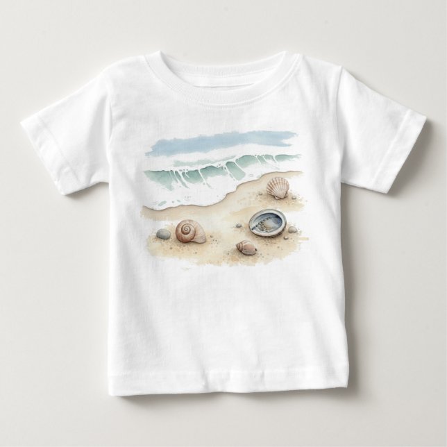 Seashell & Sand Watercolor Beach Tote Boby T-Shirt (Framsida)