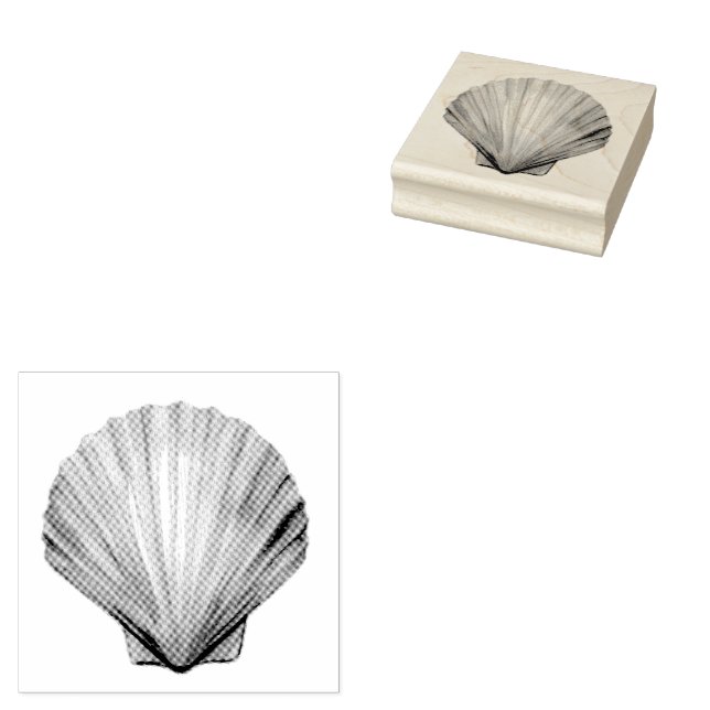 Seashell,Scallop-Snäcka,Snäcka Rubber Frimärke Stämpel (Stämplad)