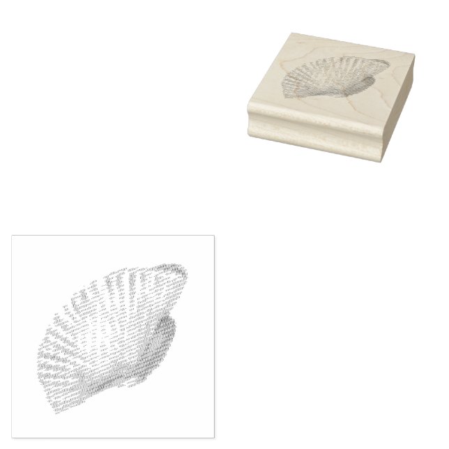 Seashell,Scallop-Snäcka,Snäcka Rubber Frimärke Stämpel (Stämplad)