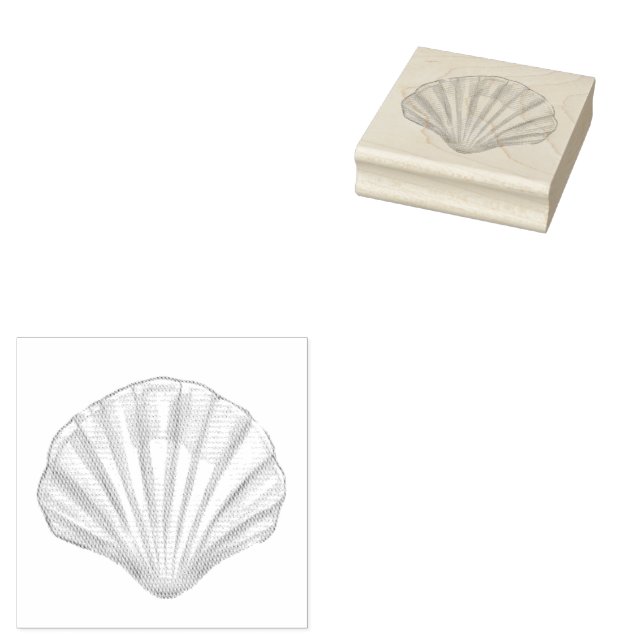 Seashell,Scallop-Snäcka,Snäcka Rubber Frimärke Stämpel (Stämplad)
