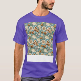 Seashell Seamless Mönster Sea Snäcka Clam Beach Se T Shirt