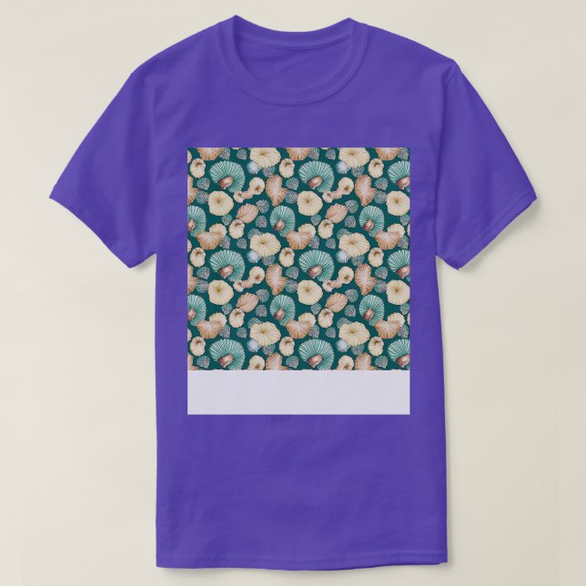 Seashell Seamless Mönster Sea Snäcka Clam Beach Se T Shirt (Design framsida)
