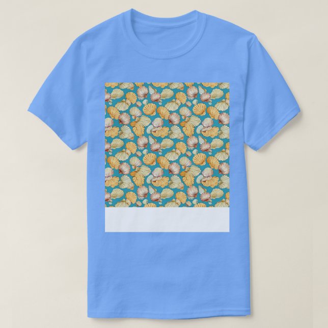 Seashell Seamless Mönster Sea Snäcka Clam Beach Se T Shirt (Design framsida)
