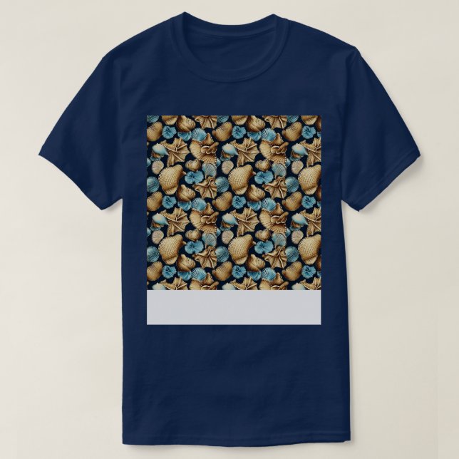 Seashell Seamless Mönster Sea Snäcka Clam Beach Se T Shirt (Design framsida)