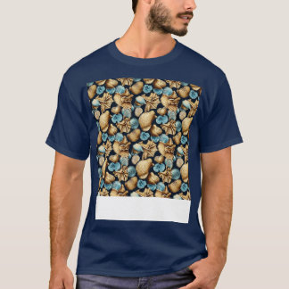 Seashell Seamless Mönster Sea Snäcka Clam Beach Se T Shirt