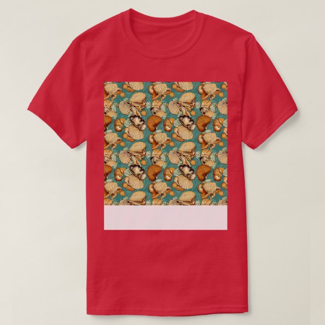 Seashell Seamless Mönster Sea Snäcka Clam Beach Se T Shirt (Design framsida)