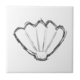 Seashell Sketch Kakelplatta