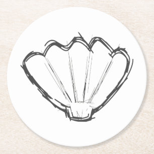 Seashell Sketch Underlägg Papper Rund