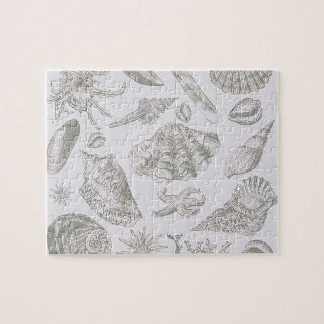 Seashell Soft Antique Art Beach-Snäcka Pussel (Horisontell)