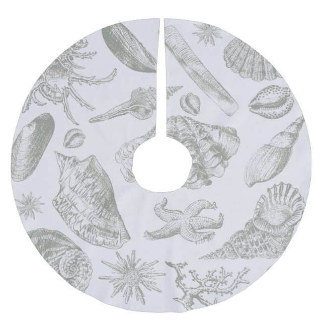 Seashell Soft Antique Art Beach-Snäckor Julgransmatta Borstad Polyester (Framsidan)