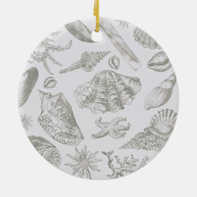 Seashell Soft Antique Art Beach-Snäckor Julgransprydnad Keramik (Baksidan)
