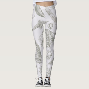 Seashell Soft Antique Art Beach-Snäckor Leggings
