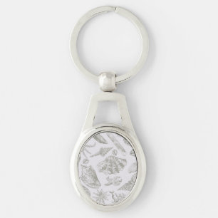 Seashell Soft Antique Art Beach-Snäckor Ovalt Silverfärgad Nyckelring