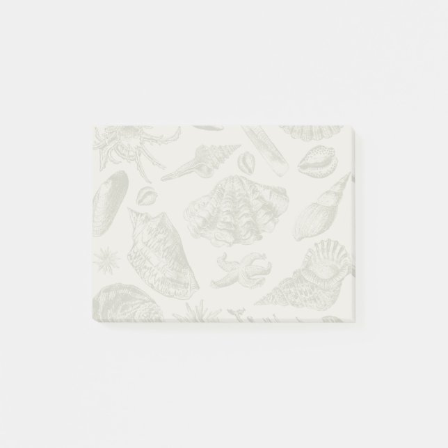 Seashell Soft Antique Art Beach-Snäckor Post-it Block (Framsida)