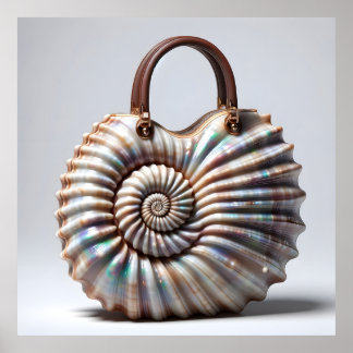 Seashell Spiral Handbag - Nautical Mode Art Poster