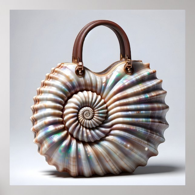 Seashell Spiral Handbag - Nautical Mode Art Poster (Framsidan)