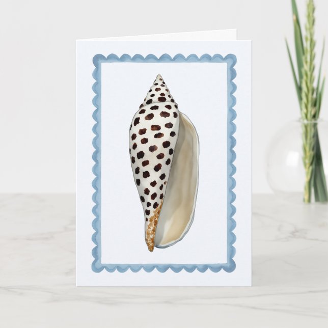 Seashell Stamp Watercolor Beach Greeting Card Kort (Framsida)