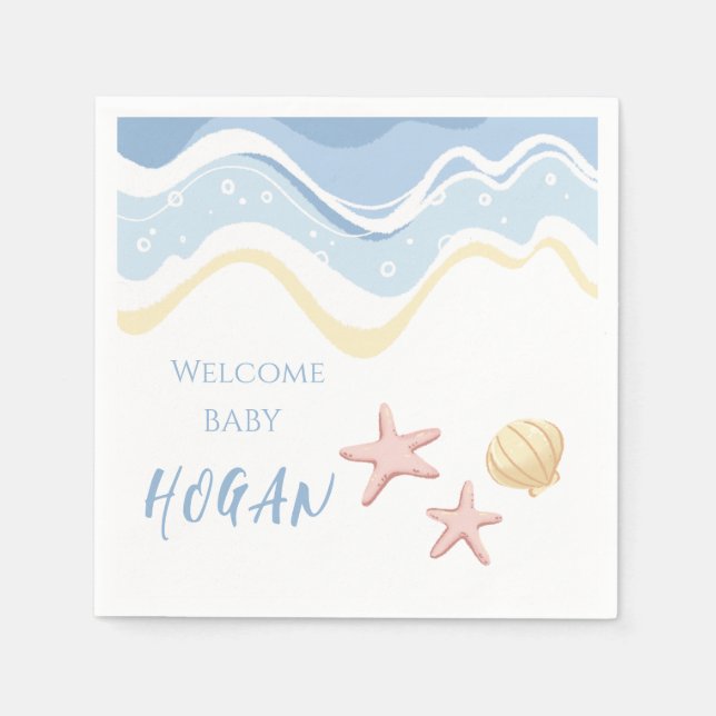 Seashell Starfish Beach ThLED Party Napkins Pappersservett (Framsidan)