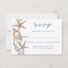 Seashell Starfish Beach Wedding Meal Choal OSA Kort