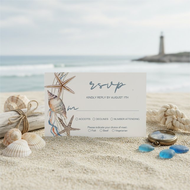 Seashell Starfish Beach Wedding Meal Choal OSA Kort (Skapare uppladdad)