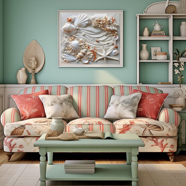 Seashell Starfish Pearls Sand Beach Summer Poster (Skapare uppladdad)