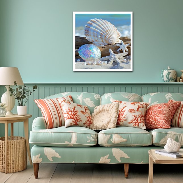Seashell Starfish Pearls Sand Beach Summer Poster (Skapare uppladdad)