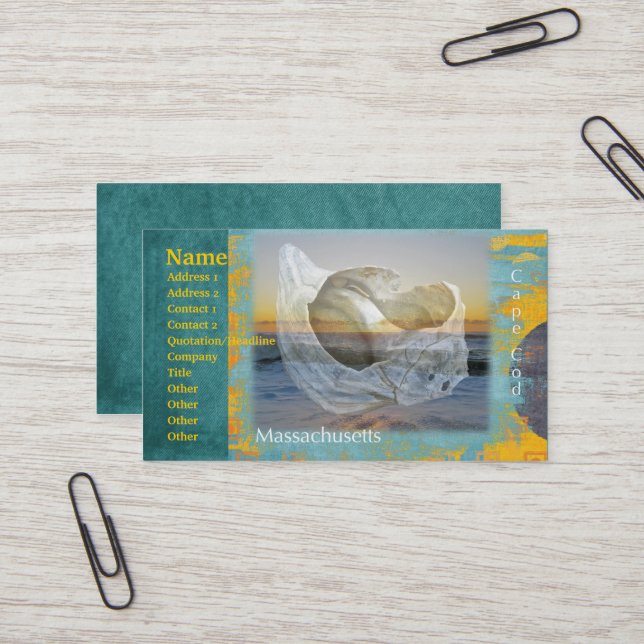 Seashell & Surfa - Cape Cod Massachusetts Visitkort (Fram/Back In Situ)