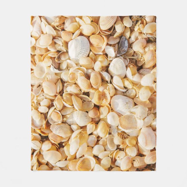 Seashell texturerade sommarstrandbakgrund. fleecefilt (Framsidan)