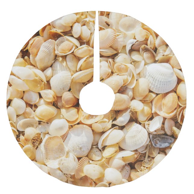 Seashell texturerade sommarstrandbakgrund. julgransmatta borstad polyester (Framsidan)