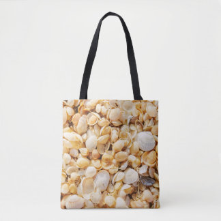 Seashell texturerade sommarstrandbakgrund. tygkasse