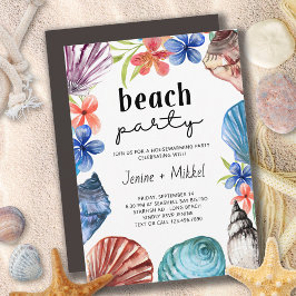 Seashell Tropical Flower House Warming Beach Party Inbjudningar