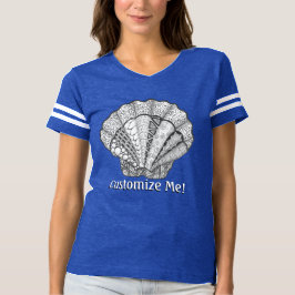 Seashell-unik Hand plockade Scallop-Snäcka Tee