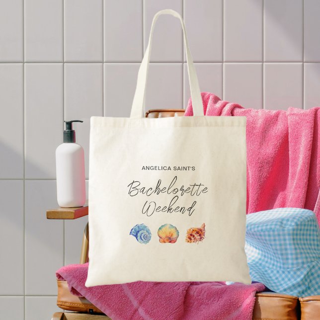 Seashell Watercolor Bachelorette Beach Party Tygkasse (Skapare uppladdad)