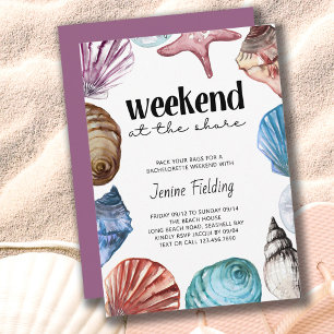 Seashell Watercolor Bachelorette Shore Helg Inbjudningar