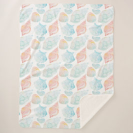 Seashell Watercolor Sherpa Blanket