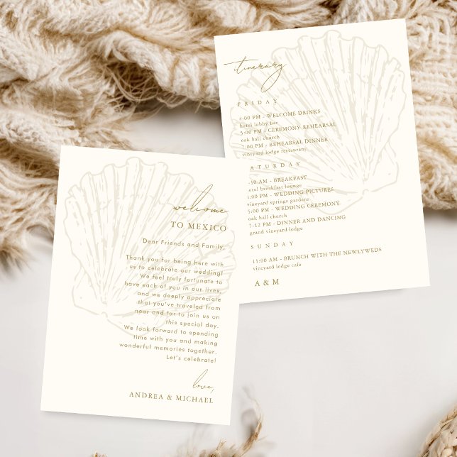 Seashell Wedding Welcome Letter Itinerary Card Inbjudningar (Skapare uppladdad)