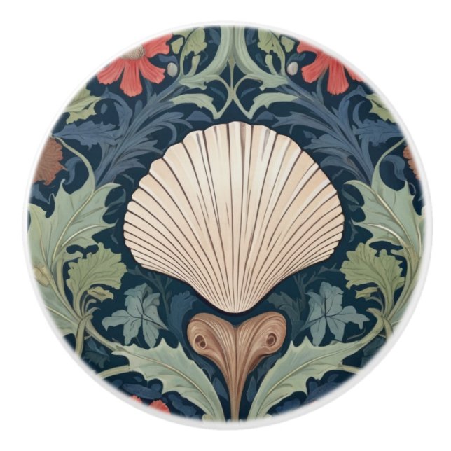 Seashell William Morris stil oceanen Temad blommig Knopp (Framsidan)