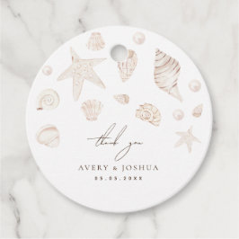 Seasheller och Pearls kustnära Bröllop Tack Gåvor Etiketter