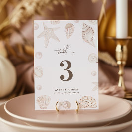 Seashells 5x7 Pearls Nautical Wedding Table Number Inbjudningar
