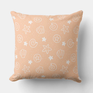 Seashells and Starfish Pastel Peach Mönster Kudde