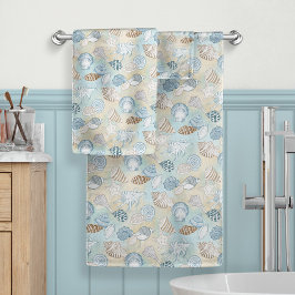 Seashells Aqua Blue Brown Beach Coastal