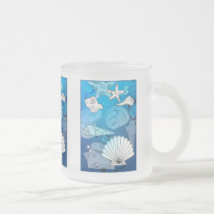 Seashells Aqua Ocean Glass Mugg